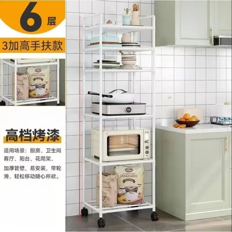 Estante de almacenamiento de cocina, estante de almacenamiento doméstico multicapa de pie, balcón móvil, estante simple multifuncional para dormitorio