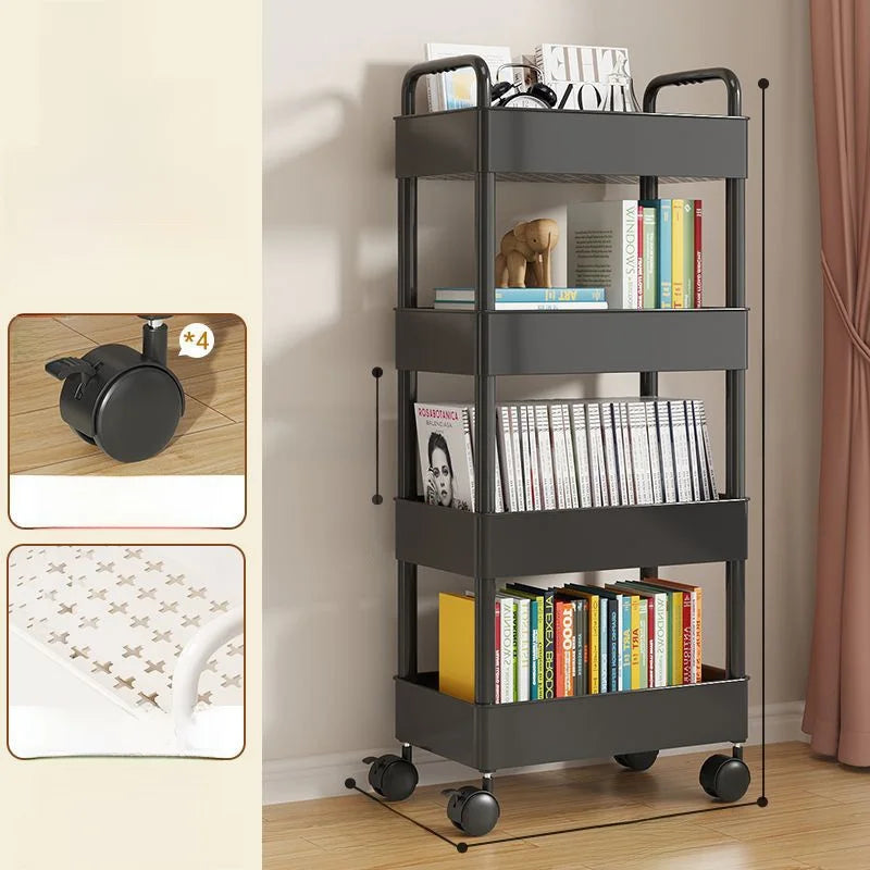 Estantería Móvil para Libros Debajo del Escritorio, Simple, para Uso Doméstico, Carrito Pequeño para Libros, Librería con Rue...
