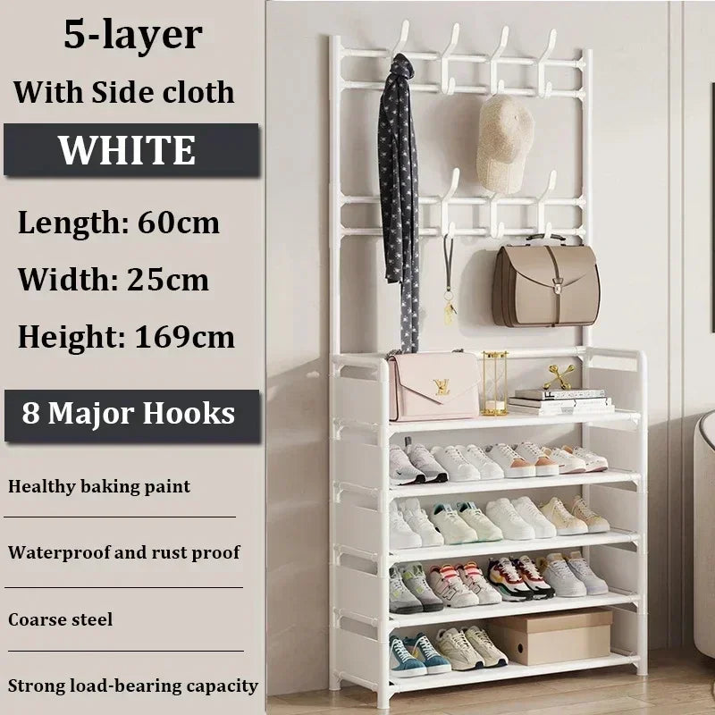 Colgador de ropa, Zapatero multicapa, puerta DIY, estante para sombreros y zapatos, organizador Simple de pie para sala de estar, estantes de almacenamiento