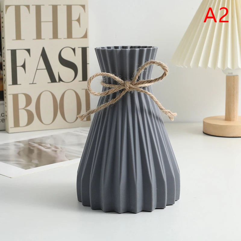 Jarrón de Plástico con Diseño de Ondas de Agua, Estilo Nórdico Moderno, para Decoración del Hogar, Sala de Estar, Escritorio, 1 Pieza