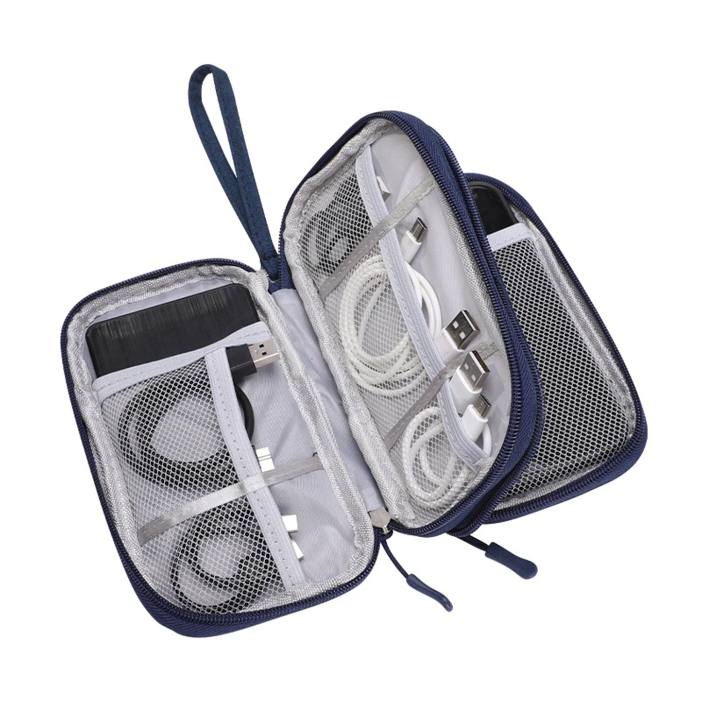 Bolsa organizadora de cables de datos, bolsa de almacenamiento de viaje, funda de accesorios electrónicos multifuncional para cargador de teléfono, Cables USB