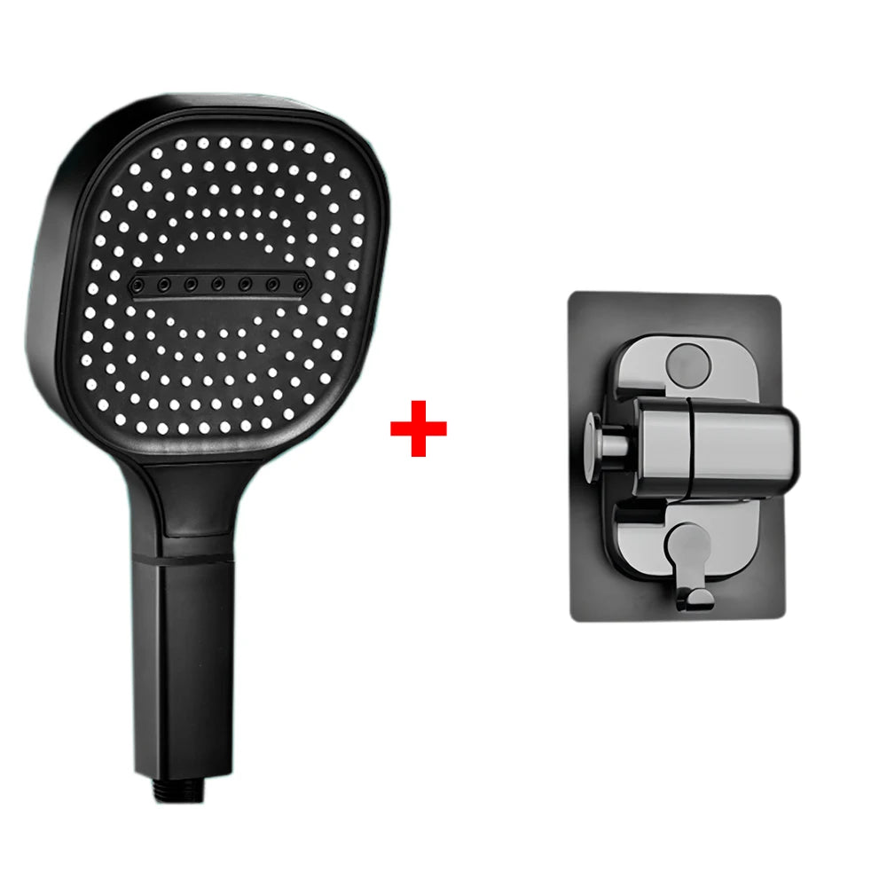 Cabezal de ducha de alta presión con Panel grande de 13CM con filtro, 3 modos, boquilla de lluvia con pulverizador de gran flujo, cabezal de ducha cuadrado para baño