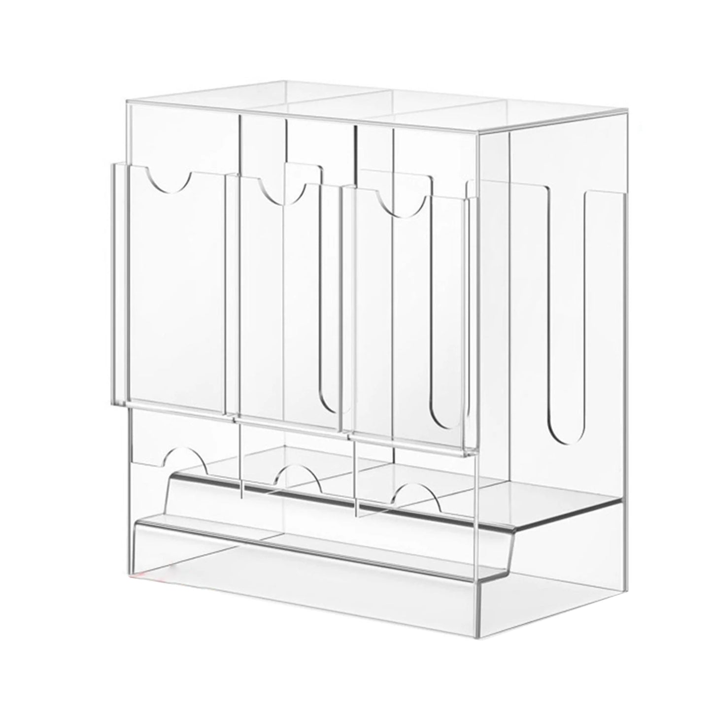 Dispensador de bolsas acrílicas con 3 ranuras, soporte de exhibición mejorado, caja de almacenamiento de tarjetas, tarjetas comerciales, se ajusta fácilmente toda la caja de refuerzo