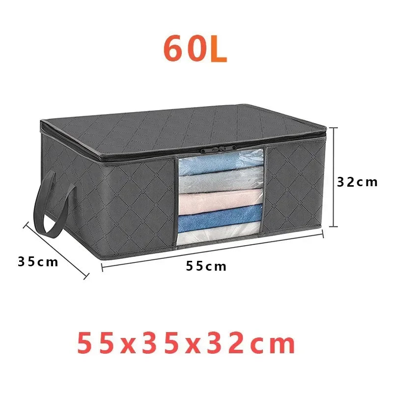 Organizadores y almacenamientos de armario, bolsa de almacenamiento de ropa, almacenamiento de manta, contenedor de almacenamiento plegable, resistente, cosido por 3 capas de telas con Re
