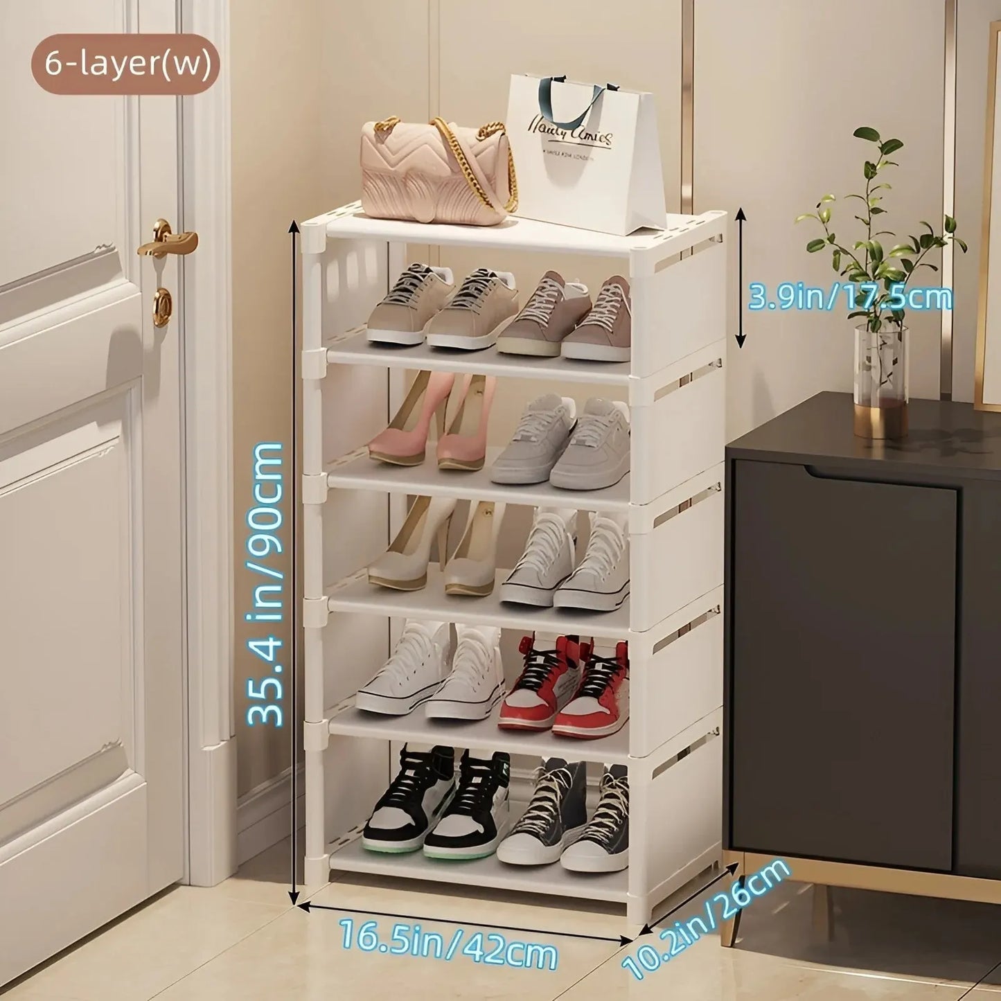 Organizador de zapatos de 6/8 capas, marco de Metal que ahorra espacio y Zapatero de tela multicapa, estante T1 para entrada, pasillo, sala de estar, 1 unidad