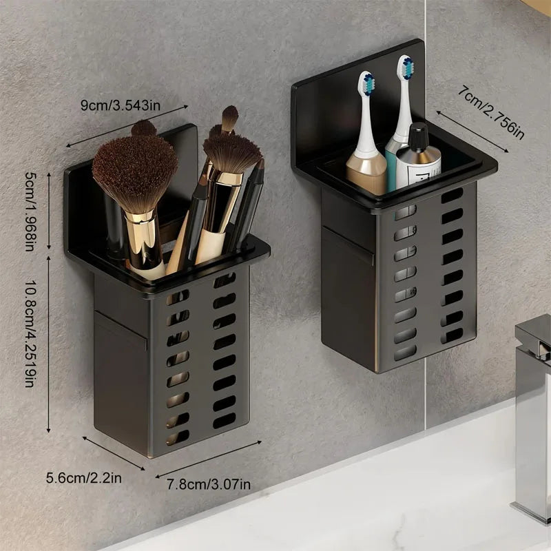 Estante de pared, almacenamiento funcional múltiple, estantes de baño, drenaje, soporte para cepillos de dientes, No requiere perforación, organizadores de accesorios de cocina