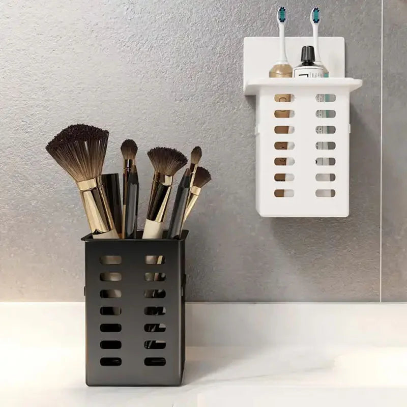 Estante de pared, almacenamiento funcional múltiple, estantes de baño, drenaje, soporte para cepillos de dientes, No requiere perforación, organizadores de accesorios de cocina