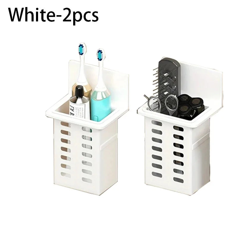 Estante de pared, almacenamiento funcional múltiple, estantes de baño, drenaje, soporte para cepillos de dientes, No requiere perforación, organizadores de accesorios de cocina