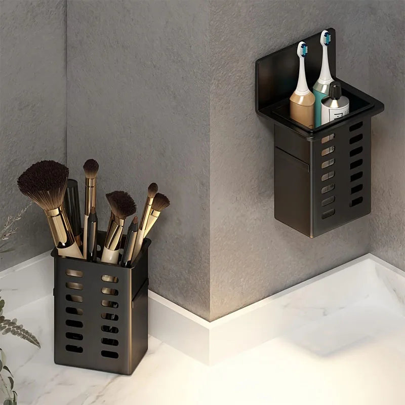 Estante de pared, almacenamiento funcional múltiple, estantes de baño, drenaje, soporte para cepillos de dientes, No requiere perforación, organizadores de accesorios de cocina