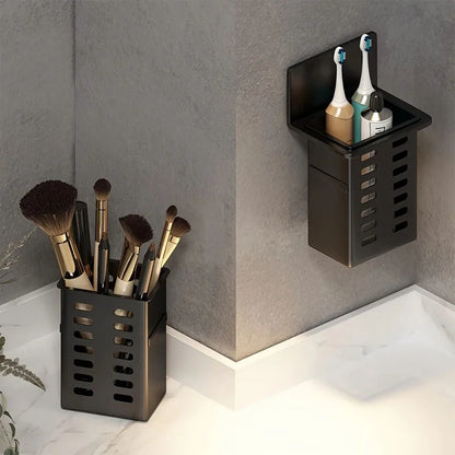 Estante de pared, almacenamiento funcional múltiple, estantes de baño, drenaje, soporte para cepillos de dientes, No requiere perforación, organizadores de accesorios de cocina