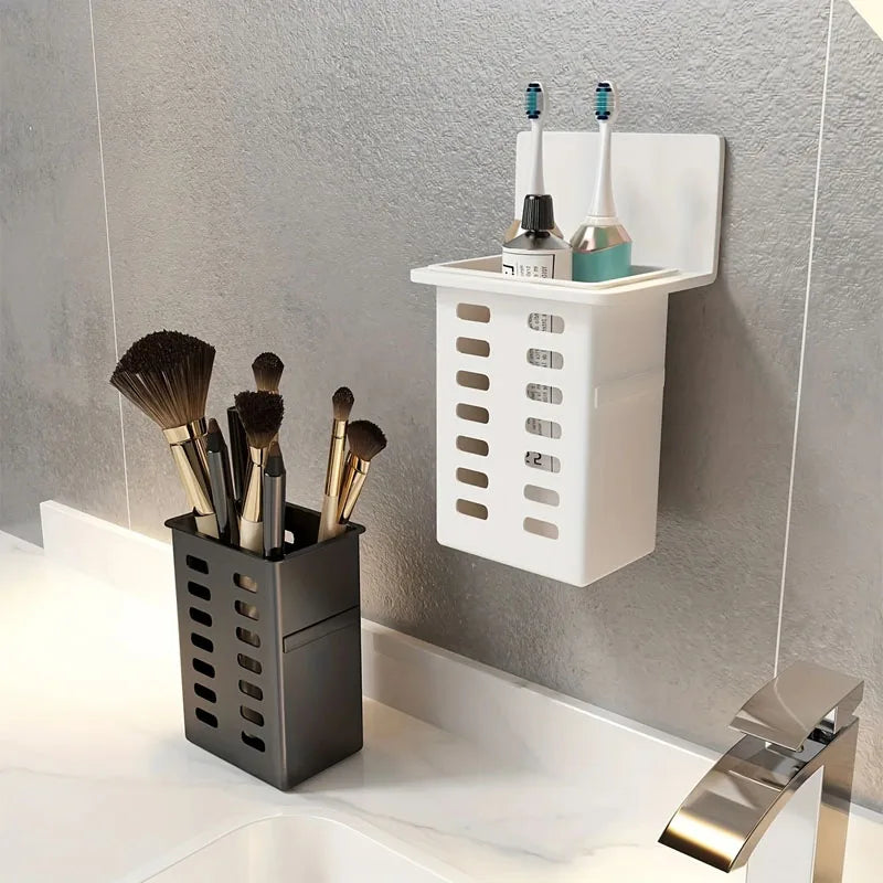 Estante de pared, almacenamiento funcional múltiple, estantes de baño, drenaje, soporte para cepillos de dientes, No requiere perforación, organizadores de accesorios de cocina