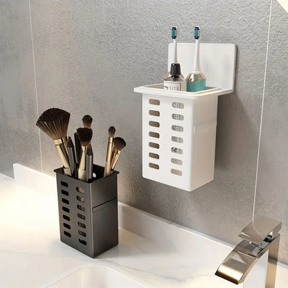 Estante de pared, almacenamiento funcional múltiple, estantes de baño, drenaje, soporte para cepillos de dientes, No requiere perforación, organizadores de accesorios de cocina