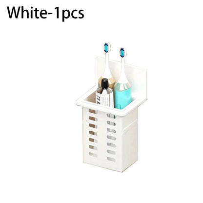 Estante de pared, almacenamiento funcional múltiple, estantes de baño, drenaje, soporte para cepillos de dientes, No requiere perforación, organizadores de accesorios de cocina