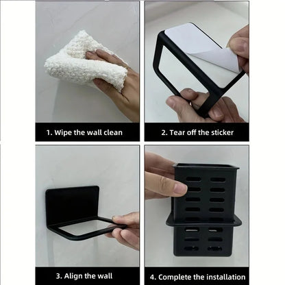 Estante de pared, almacenamiento funcional múltiple, estantes de baño, drenaje, soporte para cepillos de dientes, No requiere perforación, organizadores de accesorios de cocina