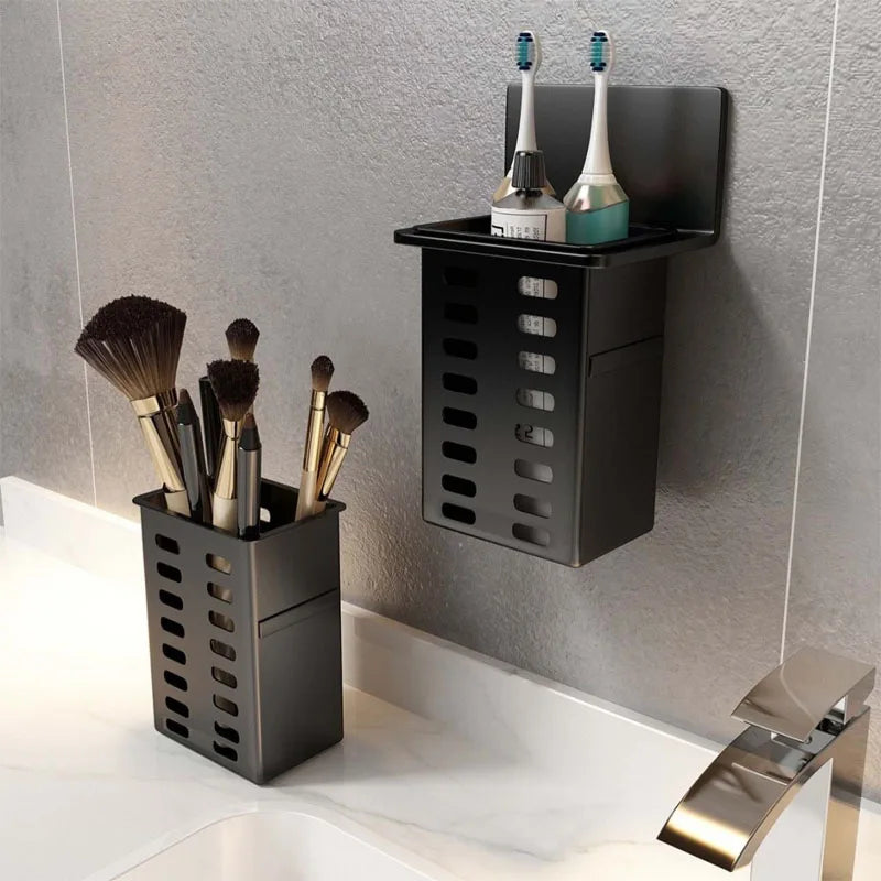 Estante de pared, almacenamiento funcional múltiple, estantes de baño, drenaje, soporte para cepillos de dientes, No requiere perforación, organizadores de accesorios de cocina