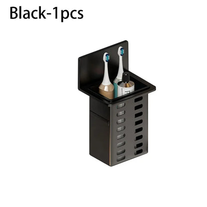 Estante de pared, almacenamiento funcional múltiple, estantes de baño, drenaje, soporte para cepillos de dientes, No requiere perforación, organizadores de accesorios de cocina