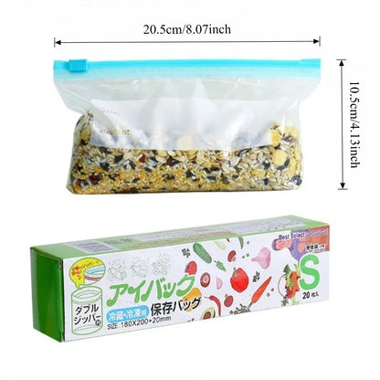 Bolsa de comida disponible en varios tamaños, bolsas Ziplock de calidad alimentaria para organización de almacenamiento de cocina, bolsa de aperitivos reutilizable de 10/15/20/45 Uds.