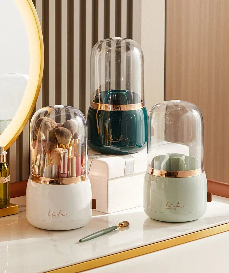 360 ° Organizador de maquillaje giratorio, soporte para brochas de maquillaje, caja de almacenamiento de cosméticos, organizador de almacenamiento de maquillaje, estuche para lápices, organizador de lápiz labial