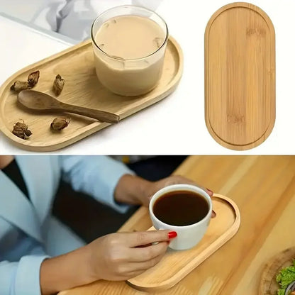 Bandeja de almacenamiento de madera multiusos para baño, taza de café, organizador de tazas de té, 1 ud./2 uds.