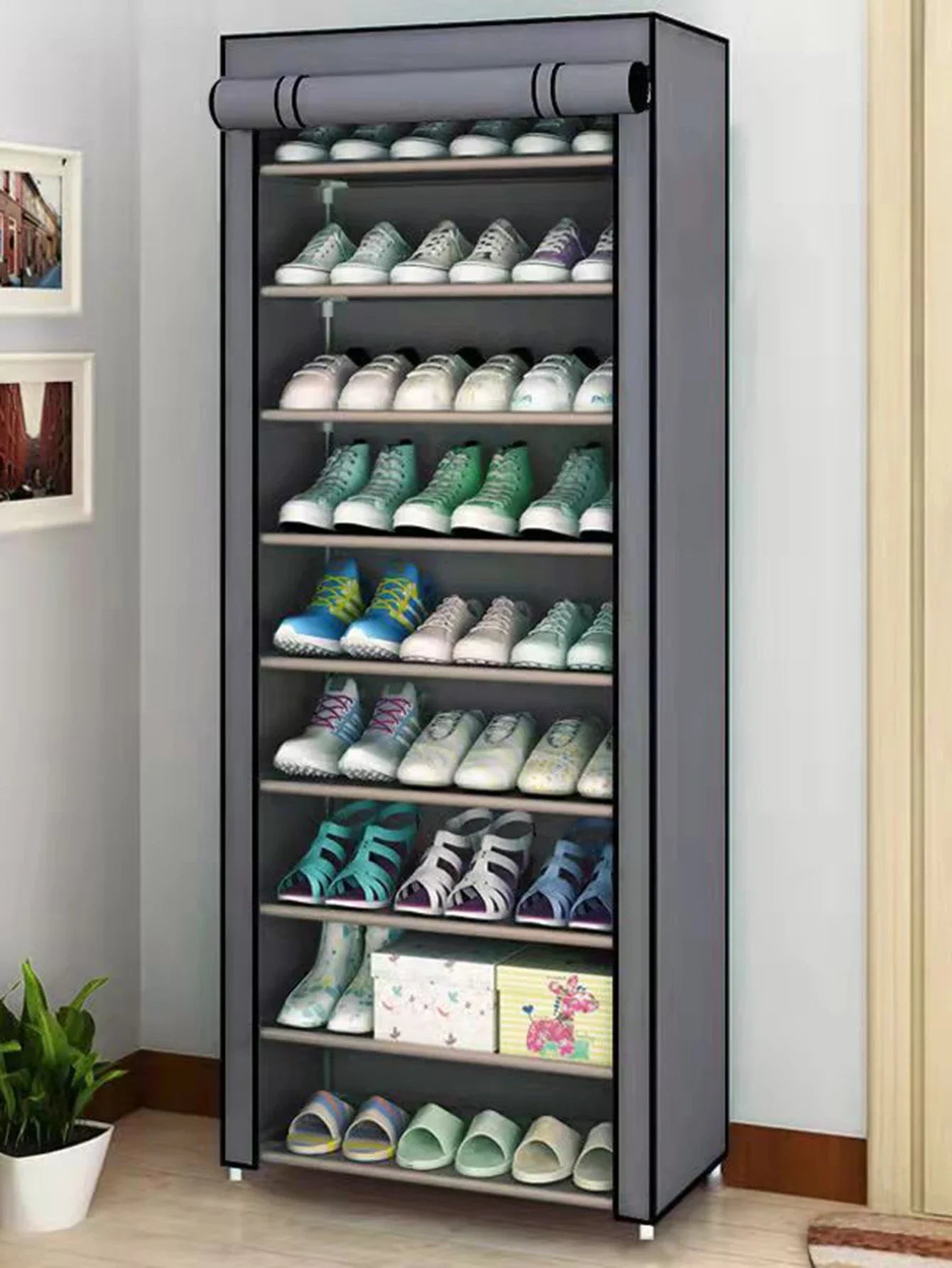 Zapatero de 10/8/6 Niveles, Organizador de Tela a Prueba de Polvo, Soporte para Zapatos, Estante para Ahorrar Espacio en el Pasillo, Mueble para el Hogar, Almacenamiento de Zapatos