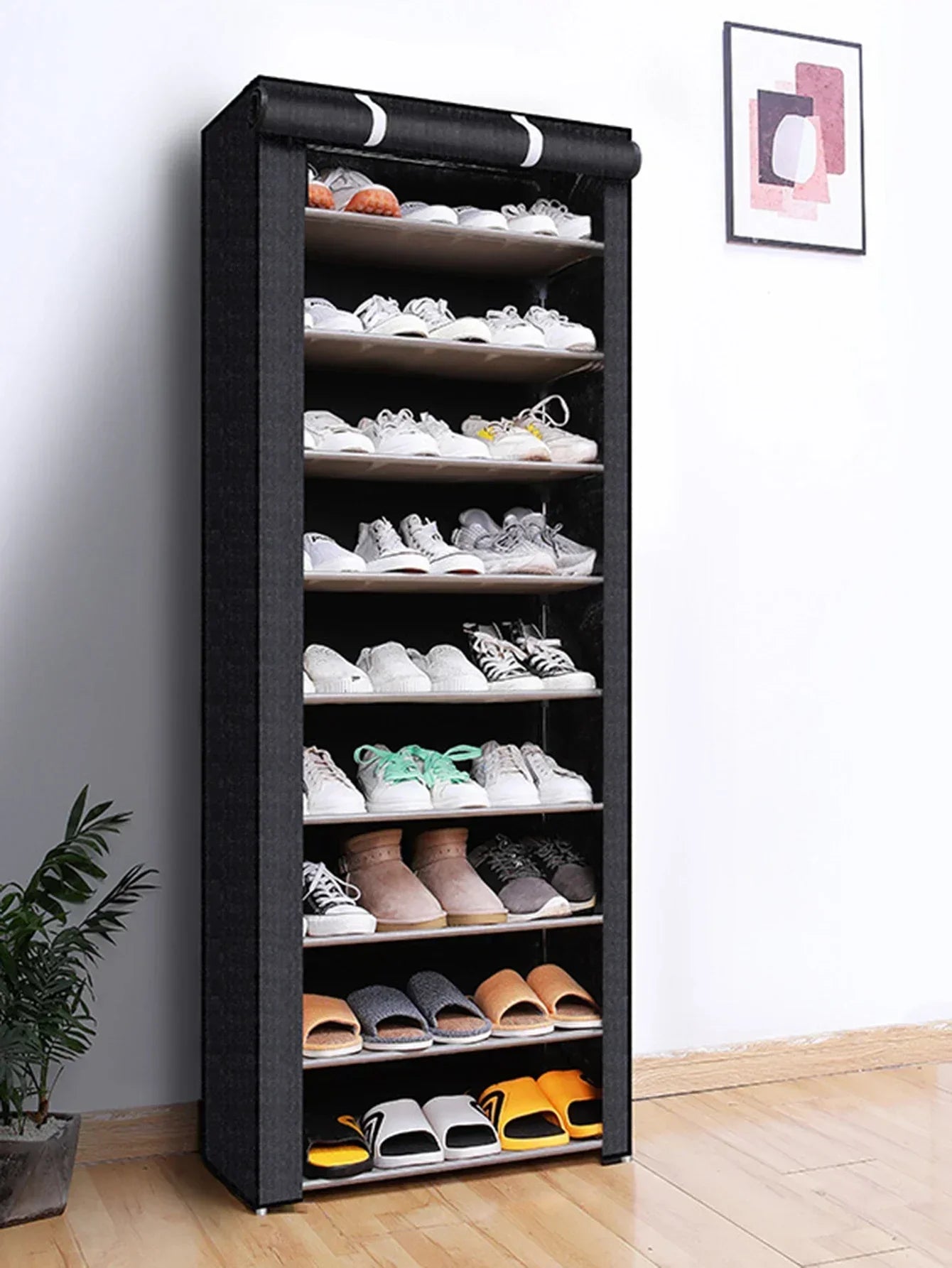 Zapatero de 10/8/6 Niveles, Organizador de Tela a Prueba de Polvo, Soporte para Zapatos, Estante para Ahorrar Espacio en el Pasillo, Mueble para el Hogar, Almacenamiento de Zapatos