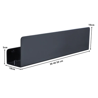 Estante organizador de baño negro con ganchos, estantes de decoración de cocina de aluminio en pared, estante de almacenamiento para ducha, montaje en pared