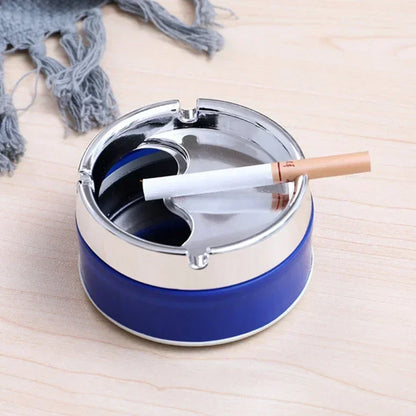 Cenicero a prueba de viento con tapa giratoria: Cenicero exterior con sellado de acero inoxidable para el hogar, el jardín y el coche