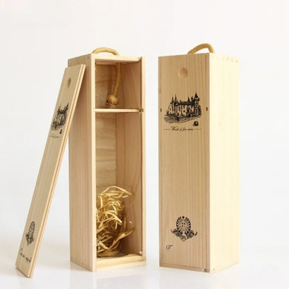 Caja de vino de madera para una sola botella con tapa, caja de almacenamiento de vino reutilizable decorativa de grano de madera, soporte para botella de vino individual