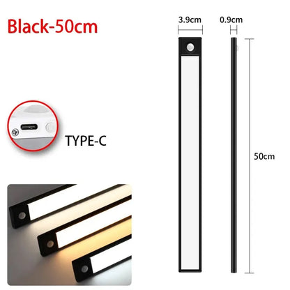 Luz LED con Sensor de movimiento, luz nocturna inalámbrica USB para debajo del gabinete, cocina, dormitorio, armario, Sensor, iluminación interior