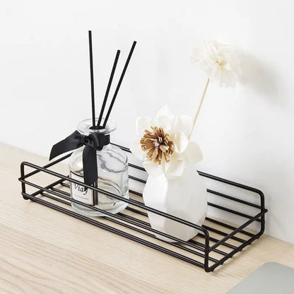Estante de almacenamiento para baño, organizador de cocina, estantes negros, marco de esquina, perforador de ducha de hierro, estante de Caddy montado gratis
