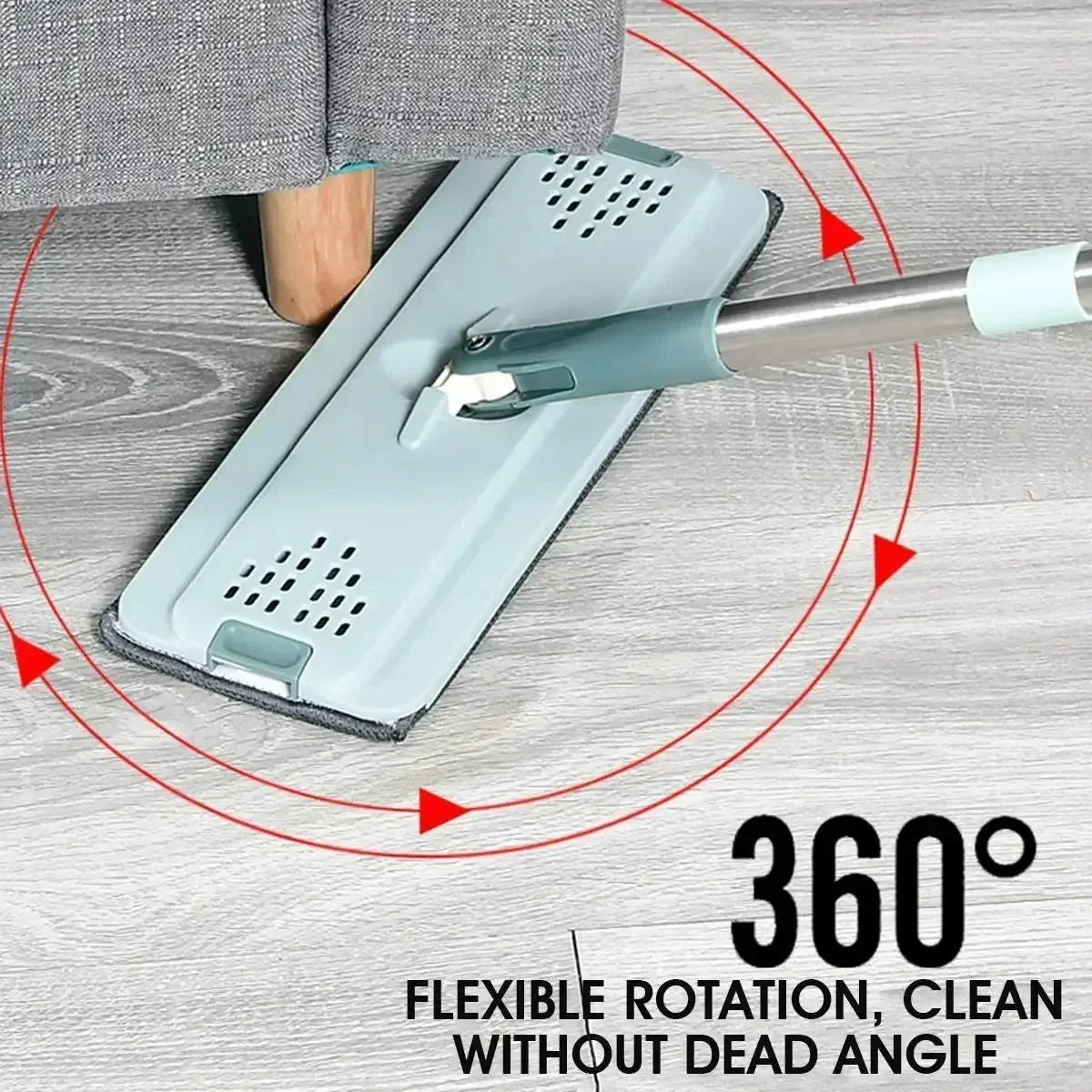 Fregona plana con cubo, almohadillas de microfibra de fácil escurrido para suelos laminados de madera dura, limpieza multiusos en seco y húmedo