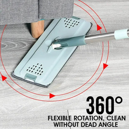 Fregona plana con cubo, almohadillas de microfibra de fácil escurrido para suelos laminados de madera dura, limpieza multiusos en seco y húmedo