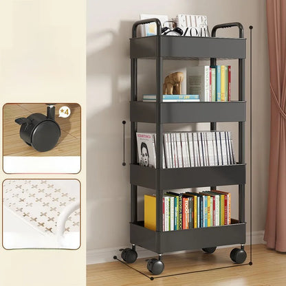 Estantería Móvil para Libros Debajo del Escritorio, Simple, para Uso Doméstico, Carrito Pequeño para Libros, Librería con Rue...
