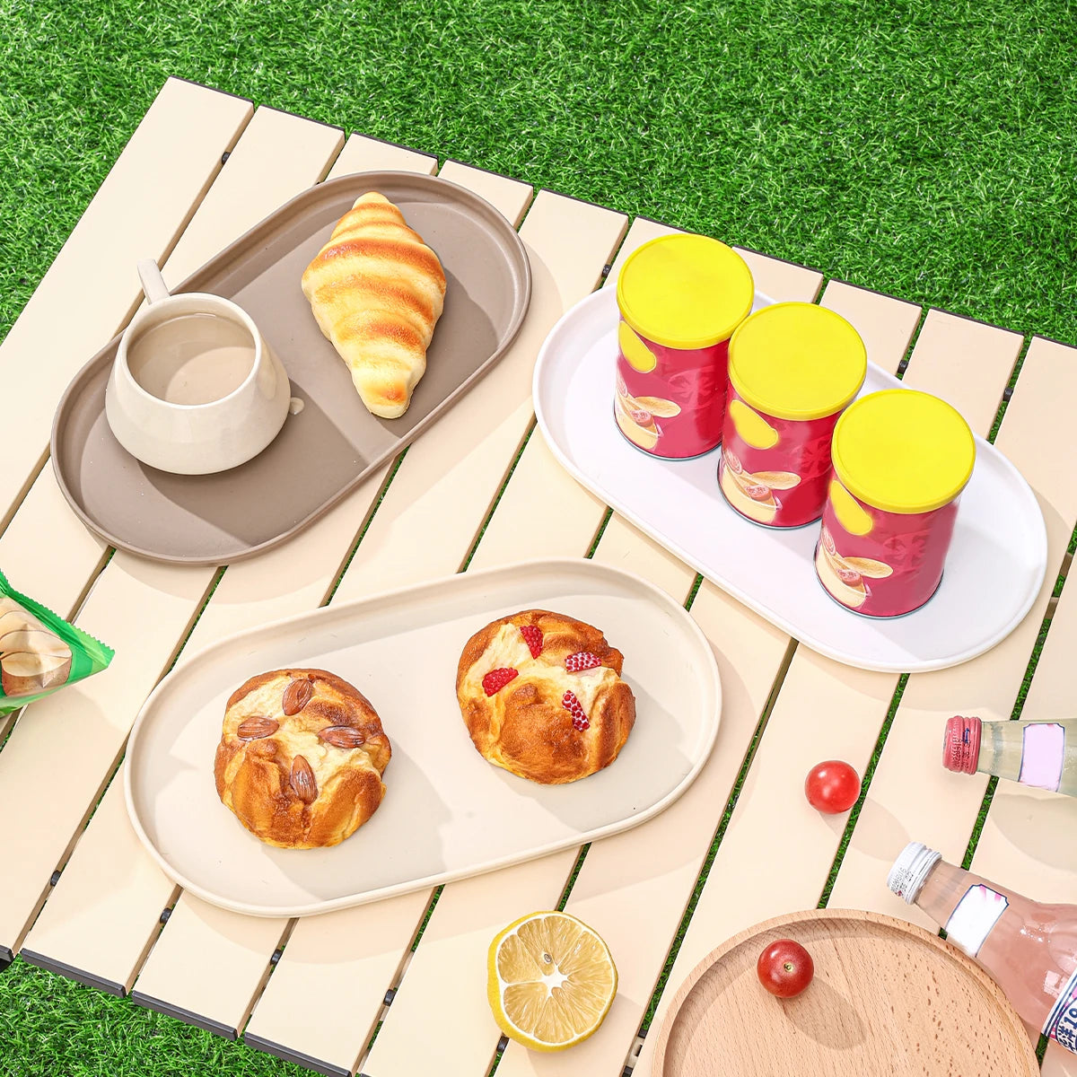 Bandeja de almacenamiento de plástico ovalada, bandeja reutilizable para servir alimentos, bandeja de fruta y postre, organizador de cocina, bandeja de exhibición de joyería multiusos