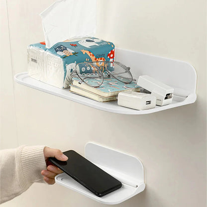 Estante de pared plegable sin perforaciones, estante flotante de plástico montado en la pared, para el hogar, baño, toalla, estante de almacenamiento de ropa