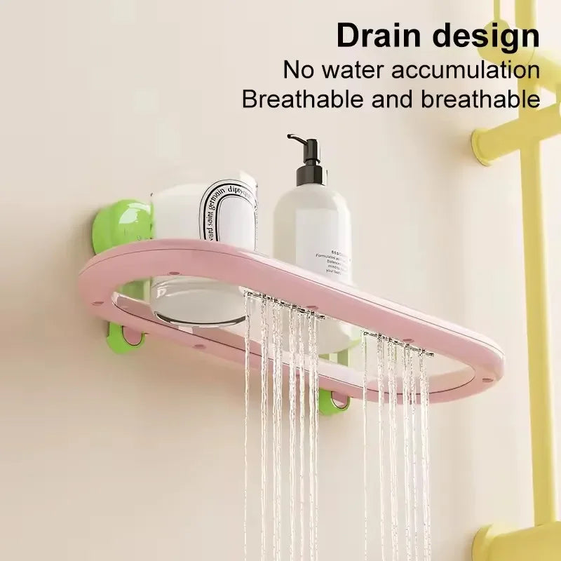 Estante de almacenamiento con ventosa de dopamina, estante de almacenamiento colgante de pared drenable sin perforaciones, organizador de artículos de tocador duradero de alta calidad para el hogar
