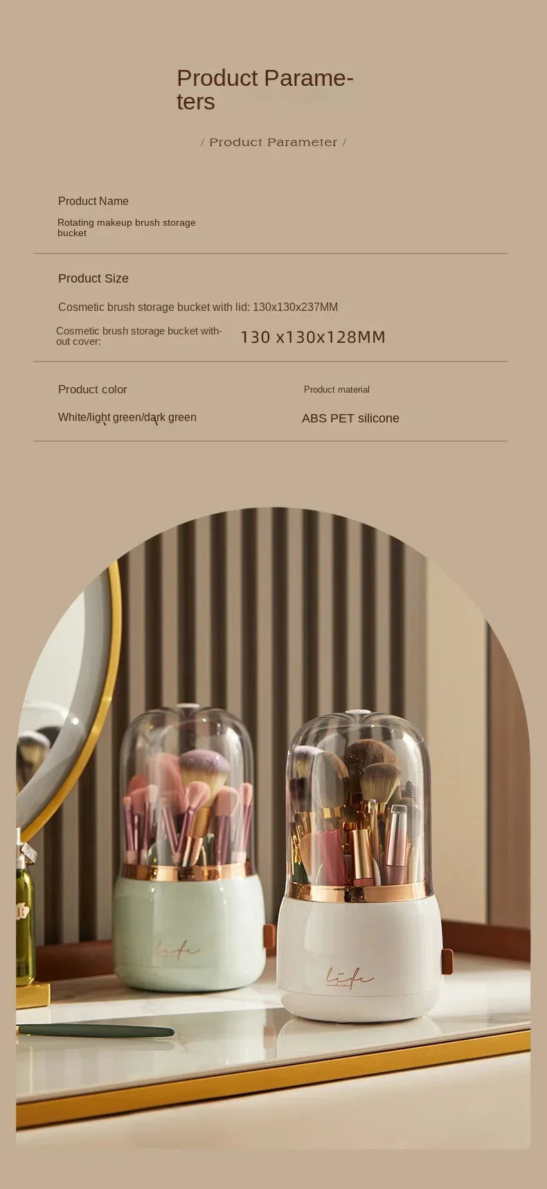 360 ° Organizador de maquillaje giratorio, soporte para brochas de maquillaje, caja de almacenamiento de cosméticos, organizador de almacenamiento de maquillaje, estuche para lápices, organizador de lápiz labial