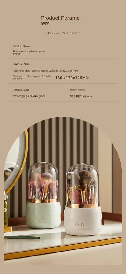 360 ° Organizador de maquillaje giratorio, soporte para brochas de maquillaje, caja de almacenamiento de cosméticos, organizador de almacenamiento de maquillaje, estuche para lápices, organizador de lápiz labial