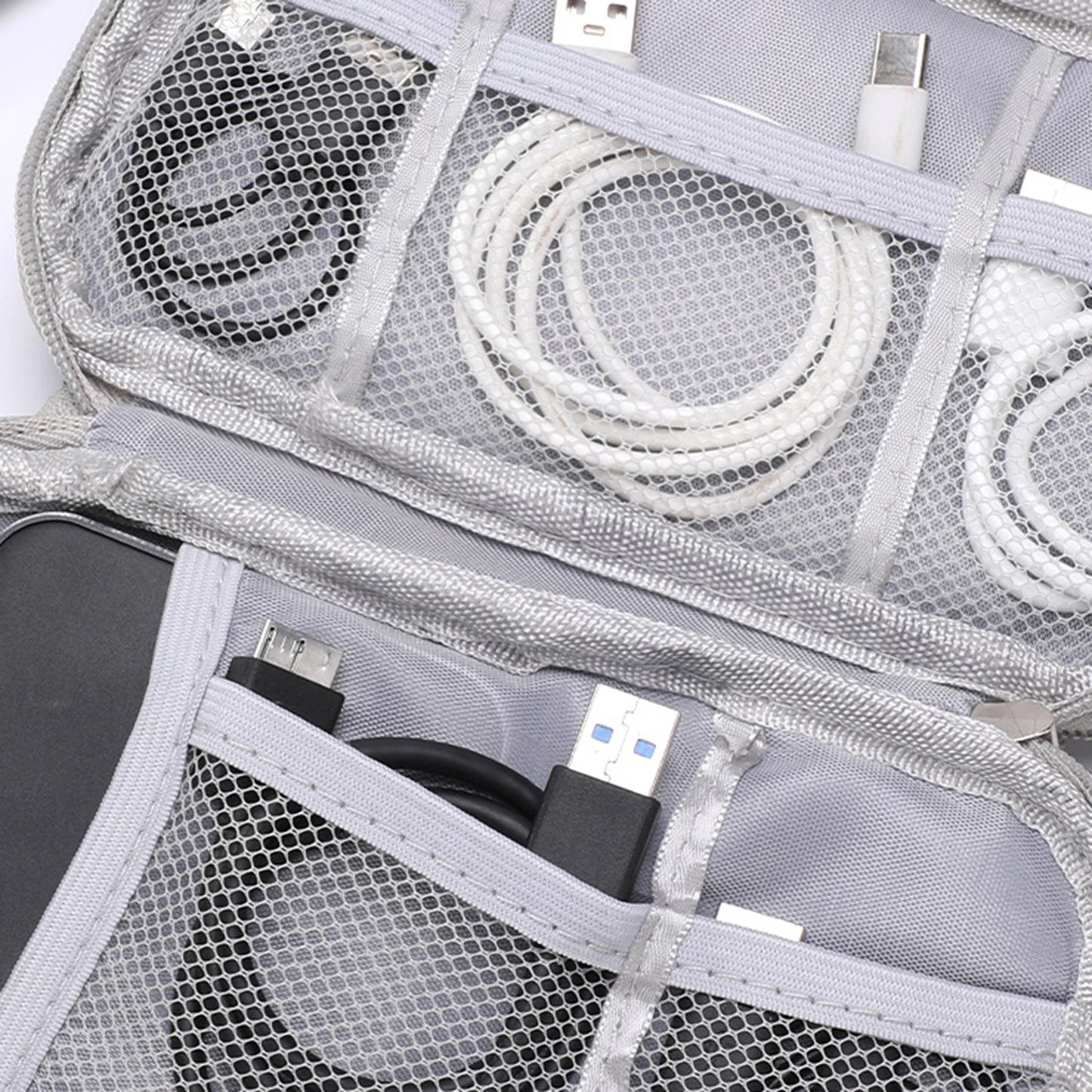 Bolsa organizadora de cables de datos, bolsa de almacenamiento de viaje, funda de accesorios electrónicos multifuncional para cargador de teléfono, Cables USB