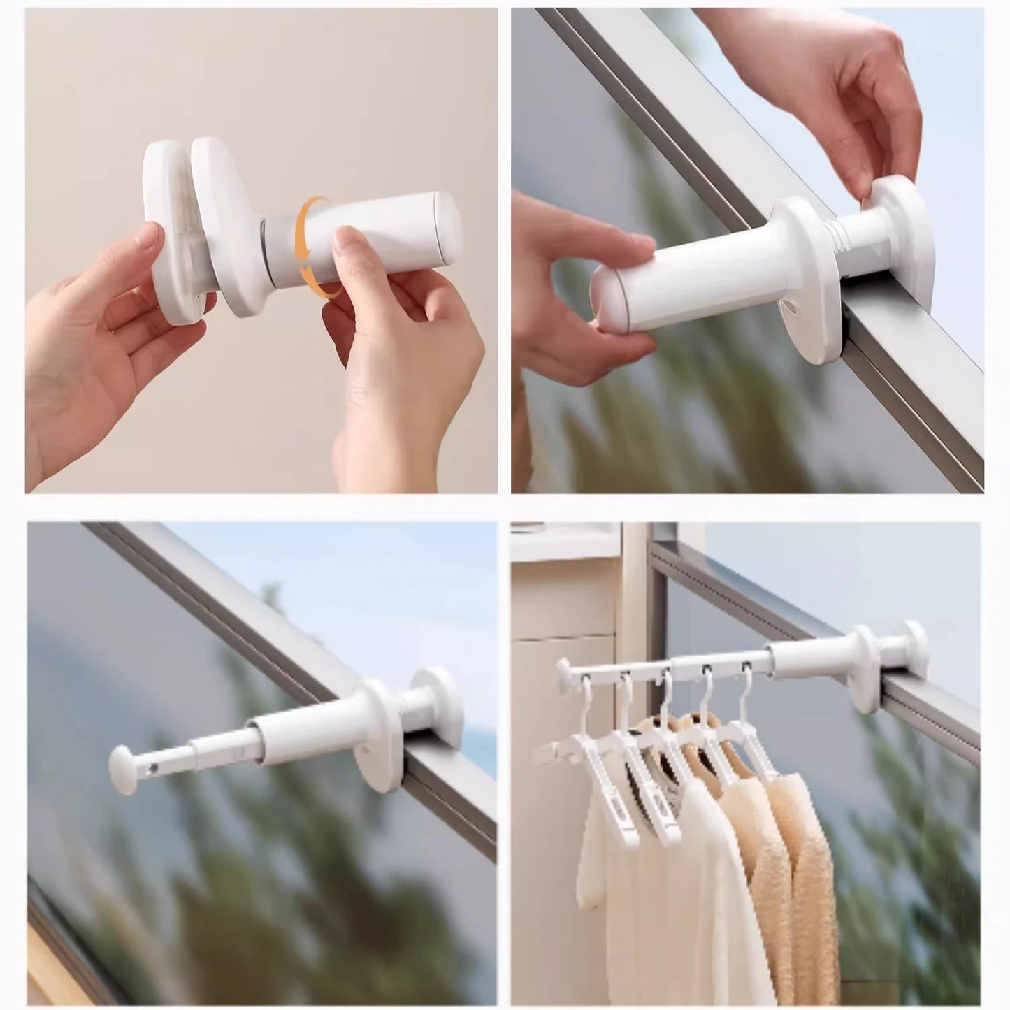 Tendedero retráctil para ropa, poste de secado plegable para balcón, No requiere perforación, diseño a presión, Ideal para viajes de negocios