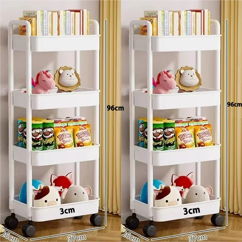 Carro de almacenamiento de estantería, carrito organizador de cocina móvil con ruedas, estantes de baño multicapa, estante de almacenamiento de aperitivos para el hogar