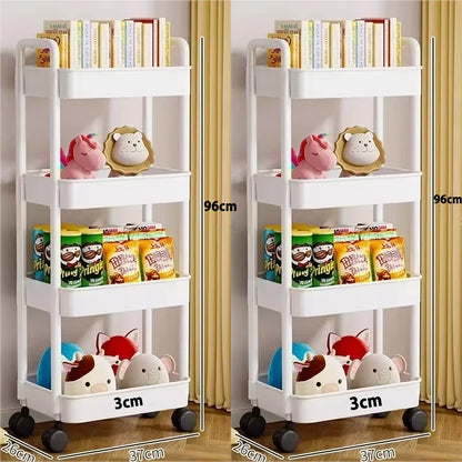 Carro de almacenamiento de estantería, carrito organizador de cocina móvil con ruedas, estantes de baño multicapa, estante de almacenamiento de aperitivos para el hogar