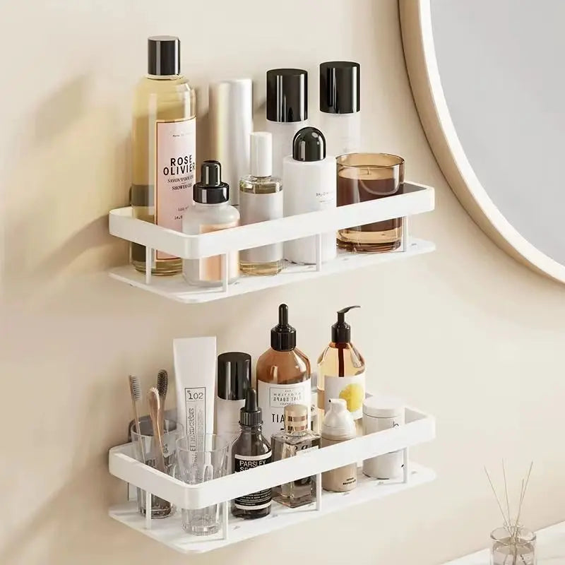 Estante de baño Sin taladro Aleación de aluminio Estante de almacenamiento de champú Montado en la pared Estantes de esquina para ducha de inodoro Accesorios de baño