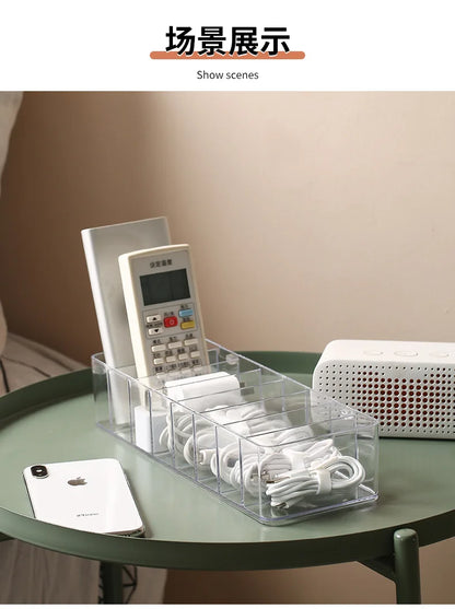Caja de almacenamiento de cables de datos de plástico transparente, cable doméstico, cargador de teléfono móvil, Cable de carga, caja de acabado, caja de rejilla dividida