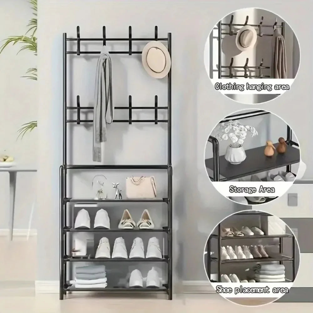 Colgador de ropa, Zapatero multicapa, puerta DIY, estante para sombreros y zapatos, organizador Simple de pie para sala de estar, estantes de almacenamiento
