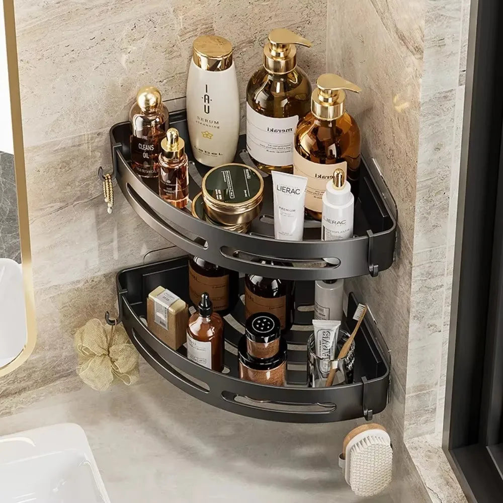 Nuevo Soporte adhesivo para champú y baño, estantes Caddy para ducha, almacenamiento sin taladro, soporte esquinero para toallas, estantes para 3/2/1 Uds.