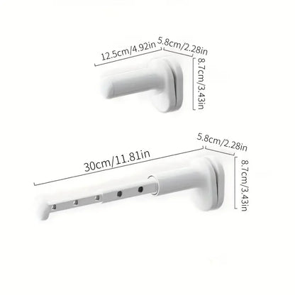 Tendedero retráctil para ropa, poste de secado plegable para balcón, No requiere perforación, diseño a presión, Ideal para viajes de negocios