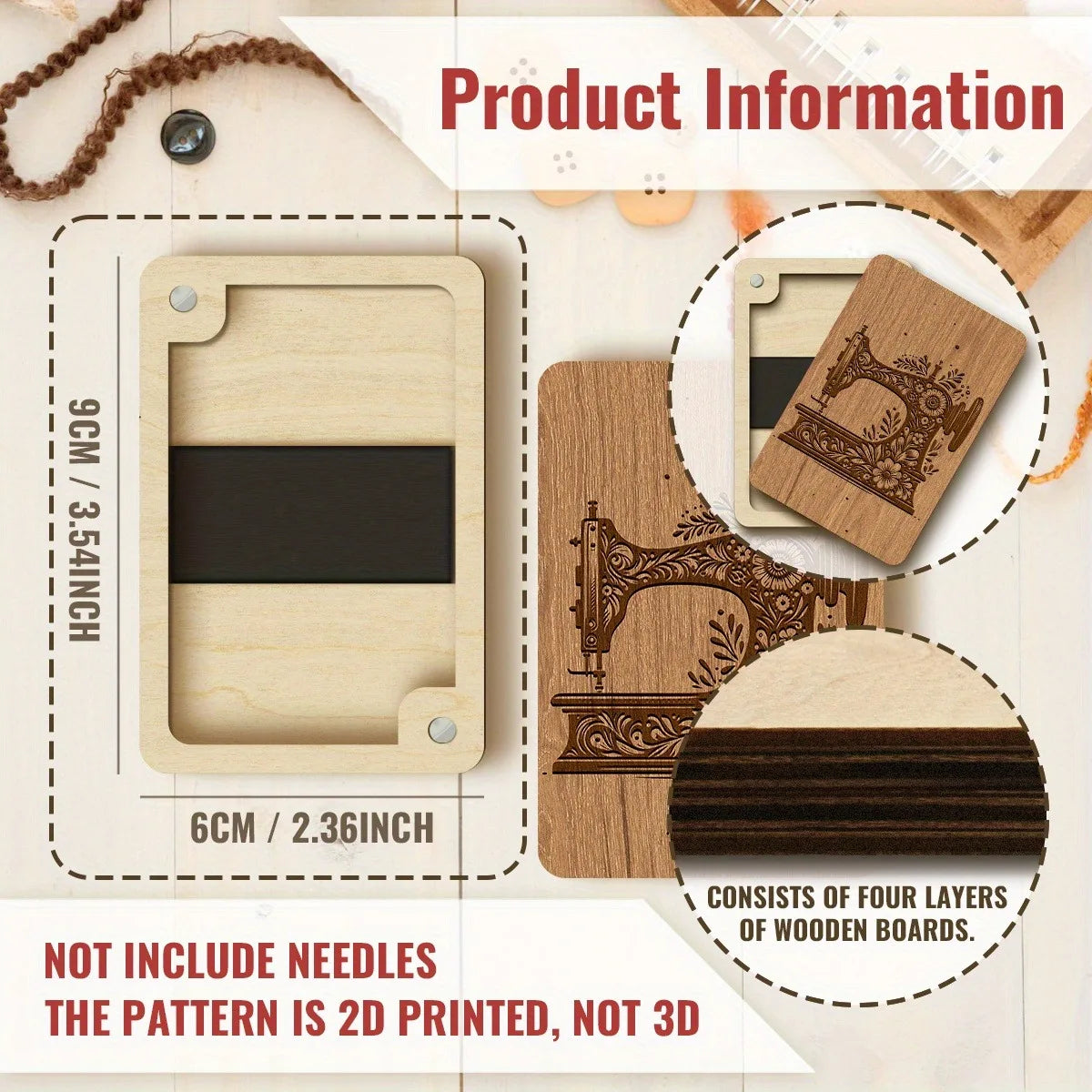 Estuche para agujas magnético con temática de máquina de coser, caja de almacenamiento, soporte para agujas de madera con cierre magnético, almacenamiento de costura decorativo, 1 Uds.