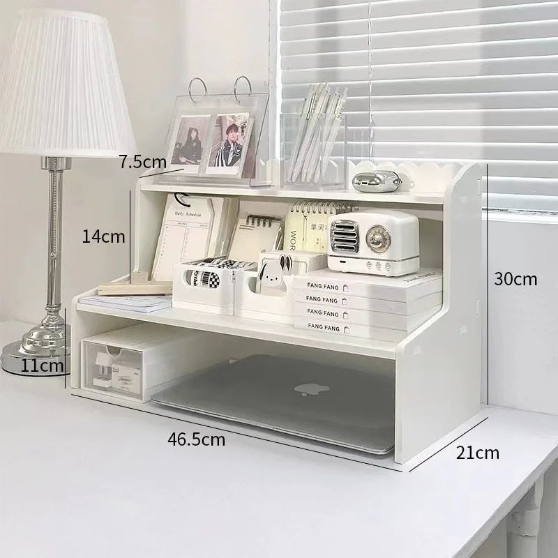 Estante de almacenamiento de escritorio de doble capa, papelería de oficina, organizador de cosméticos, estante, accesorios de decoración del hogar
