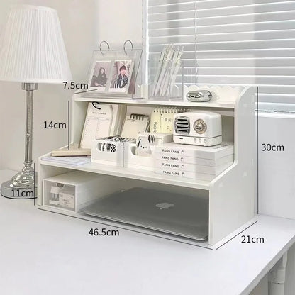 Estante de almacenamiento de escritorio de doble capa, papelería de oficina, organizador de cosméticos, estante, accesorios de decoración del hogar
